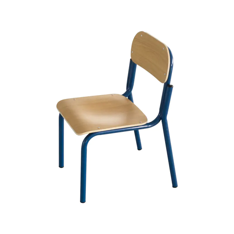 Blue Steel and Plywood Chair
