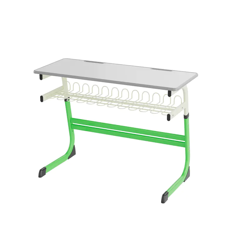 Green Height-adjustable Cantilever Steel Frame Double Table