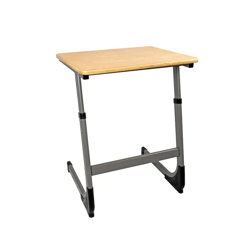 Grey Height-adjustable Cantilever Steel Frame Single Table