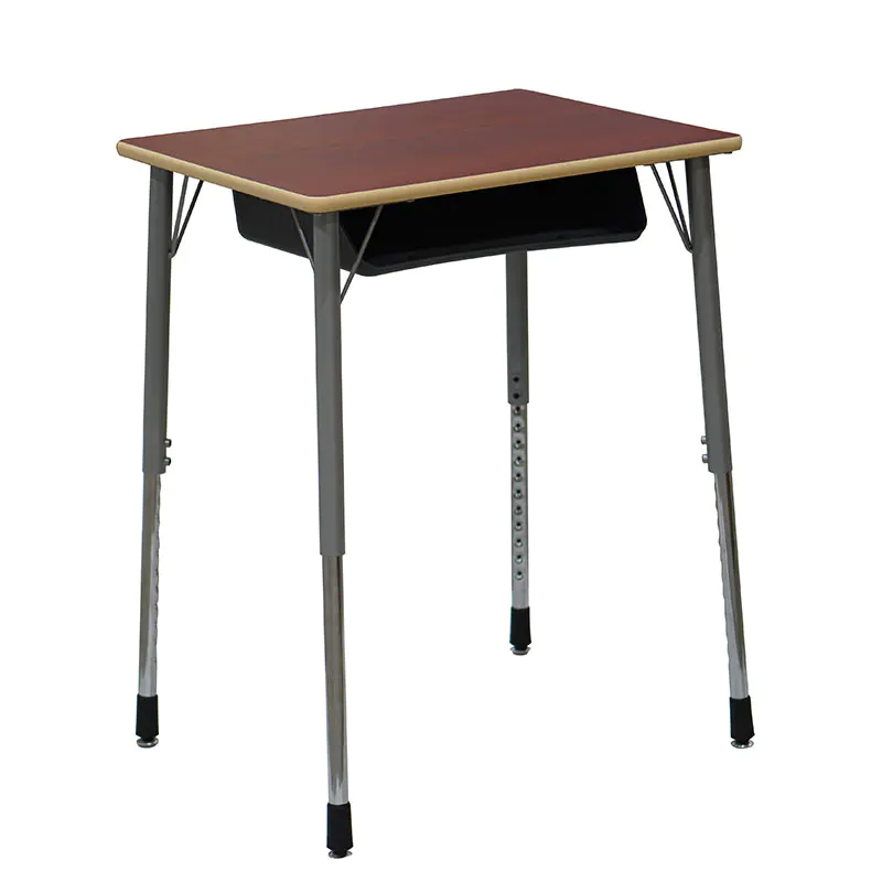 Height Adjustable Rectangle Wood Grain Student Desk