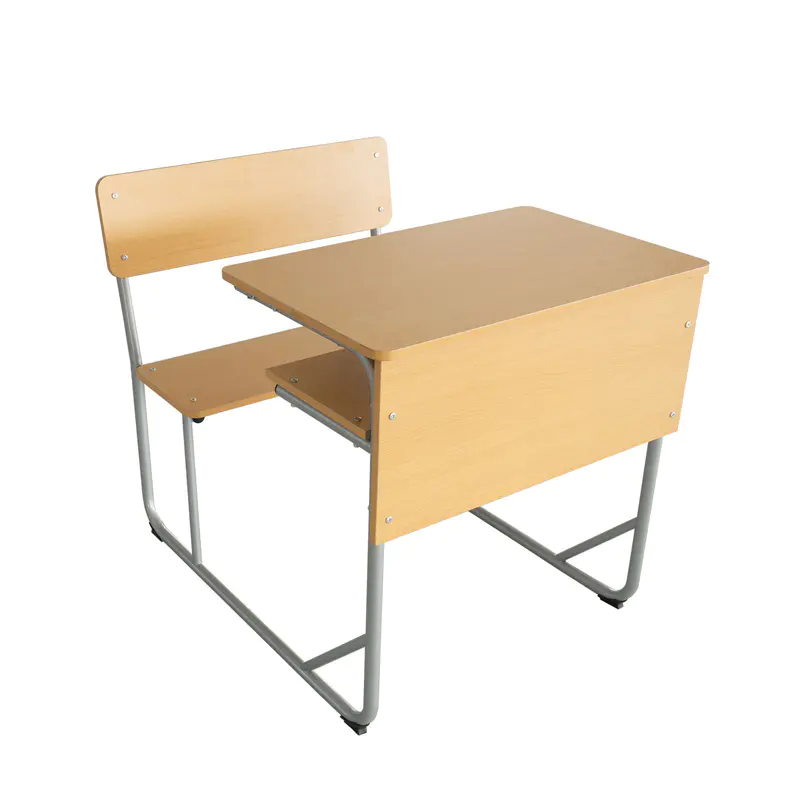 Steel Frames Single Connected Desk and Chair
