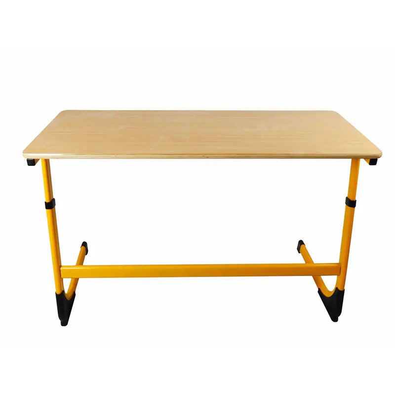 Yellow Height-adjustable Cantilever Steel Frame Double Table